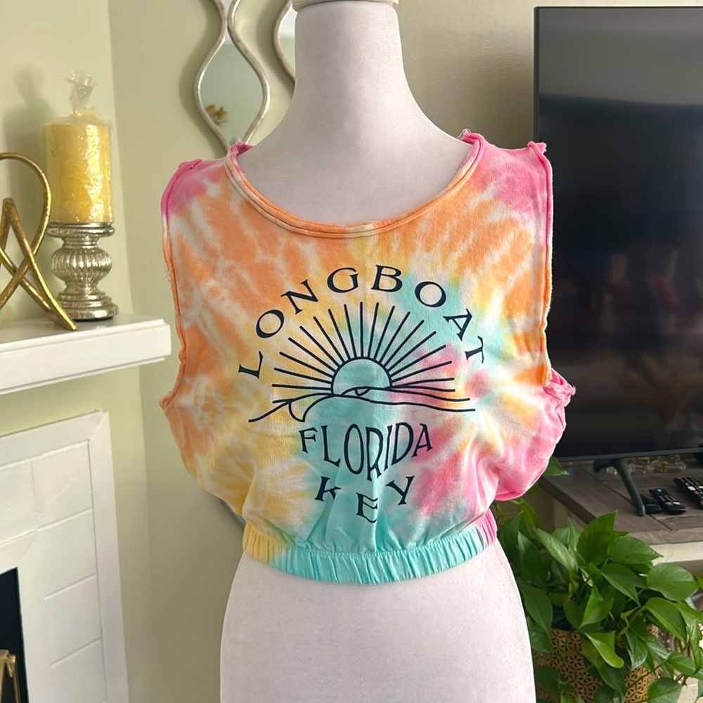 Ocean Drive Pink and Orange Tie-Dye Top